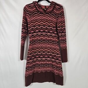prAna Meryl Long Sleeve Hooded Chevron Sweater Dress Hoodie | Size XS